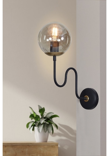 Luzarana Ferro Dikey Sarı-siyah Metal Gövde Bal Rengi Camlı Tasarım Lü .