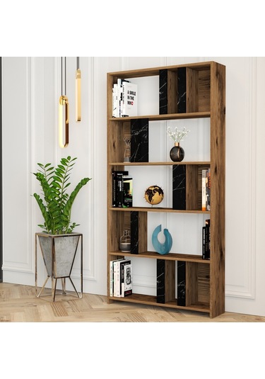 Variant Lima Çalışma Masası Ve Kitaplık Takımı - Ceviz / Siyah Me Ceviz