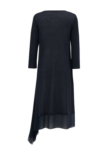 Peraluna Bol Ince Yazlık Şifonlu Kadın Triko Elbise Lacivert Lacivert