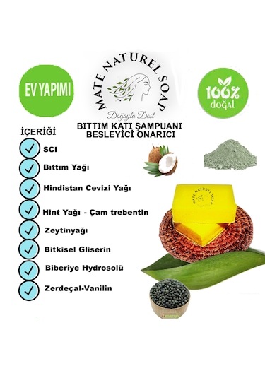 Mate Naturel Doğal Katı Bıttım Şampuanı 120 G