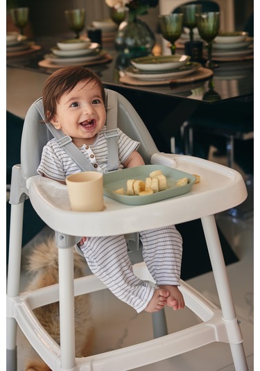 Kare Bebek Mama Tabağı 2'li Sage Green - Peach