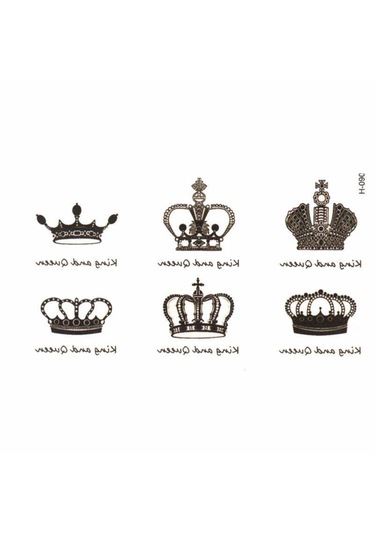 Geçici Dövme King Queen Crown Kral Tacı Taç Ufak Vücut Dövmesi Tattoo