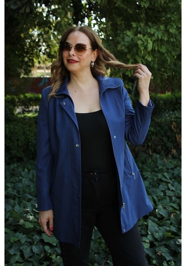 1670 Düğmeli Cep Detaylı Bondit Ceket Lacivert