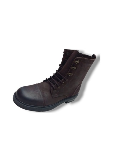 Growish Gr0254 Hakiki Greyzır Deri Kaydırmaz Kauçuk Taban Erkek Yüksek Bot Kahverengi