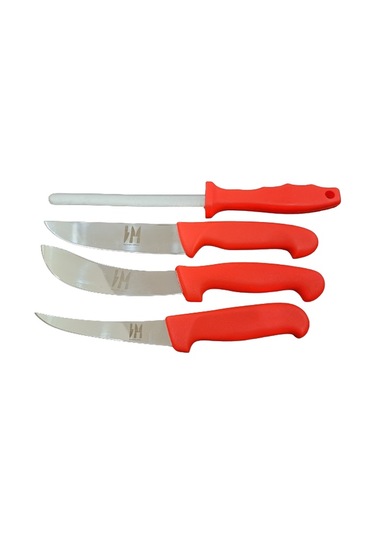Dörtlü Çantalı Kasap-mutfak Seti Kırmızı