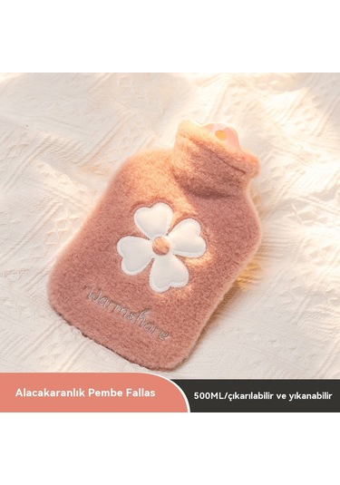 Peluş Su Dolu El Isıtıcı Çanta-pembe 500ml