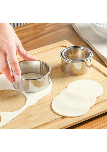 Youtek 3'lü Paslanmaz Çelik Hamur Kesici Kalıbı - Salata, Jöle, Manti Ve Pastane Hamuru Şekillendirici 7.5cm, 6.5cm, 5.5cm Gümüş