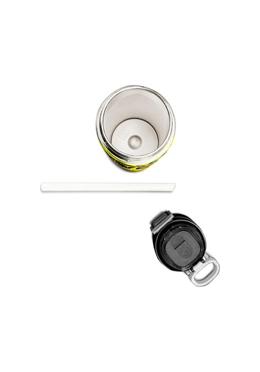 Coral High Kids Siyah Neon Sarı Game Over Desenli Pipetli Ve Direkt İçim Çelik Termos 500 Ml 31936 Neon