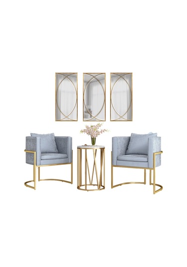 Marla Gold Metal Ayna Set 3'lü