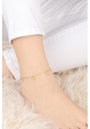 Sarı Mineli Yıldız Gümüş Halhal