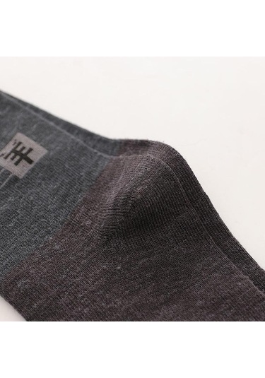 Erkek Kış Kalın Sıcak Şerit Yün Çorap Rahat İş Erkek Çorap - 5 Çift Siyah