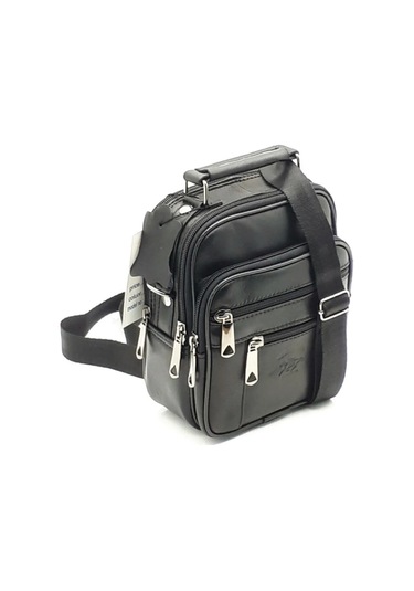 Newish Polo Erkek Siyah Hakiki Deri Çelik Kasalı Omuz Ve El Çantası 15x19cm New274 Siyah