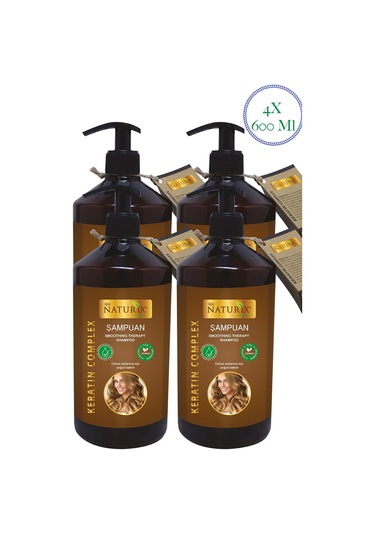 Naturix Tuzsuz Onarıcı Bakım Keratin Şampuanı 4 x 600 ML