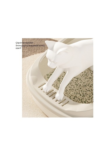 Ambition Dinozor Yarı Kapalı Kedi Kumu Tavası Kedi Kumu Kutusu Kum Beji