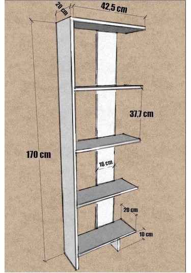 Basic Dekoratif Kitaplık Siyah Siyah