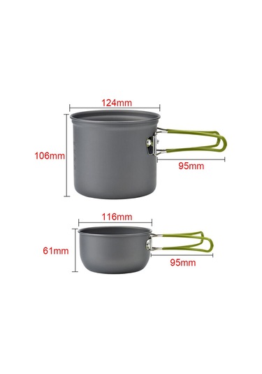 Ultra Hafif Kamp Tencere Seti Yeşil Yeşil