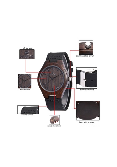 Erkek Ahşap Saat Redear Analog Kuvars Saat Sandal Ağacı Malzeme Deri Kayış İle Hafif Günlük Saatler Vintage Kol Saati Çok Renkli