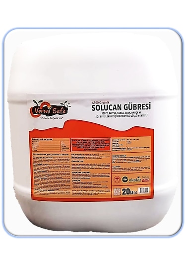 Vermisafa Organik Doğal Konsantre Sıvı Solucan Gübresi 20 L