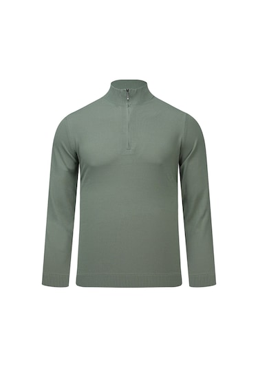 Hatemoğlu Yeşil Regular Fit Yarım Balıkçı Yaka Fermuarlı Kazak 2977640 Yeşil