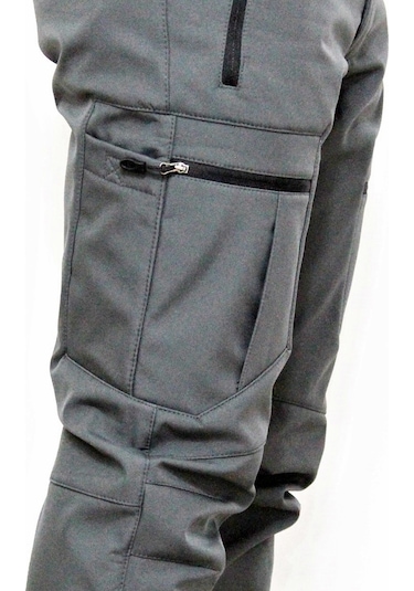 Mudwill Gri Zipper Kargo Cepli Softshell Pantolon