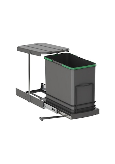 Starax S-2571 Raylı Plastik Gövde Çöp Kovası Antrasit 24 L Antrasit