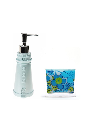 SIVI SABUNLUK,DİŞ FIRÇALIK 2 Lİ BANYO SETİ,DENİZ FENERİ VE MAVİ Ç Mavi
