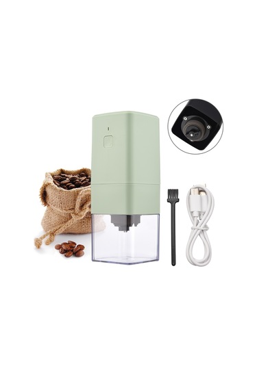Gajeena Usb Şarjlı Taşınabilir Kahve Değirmeni: Ayarlanabilir Öğütme, Düşük Ses, Yeşil Renk, 1300mah Pil Yeşil