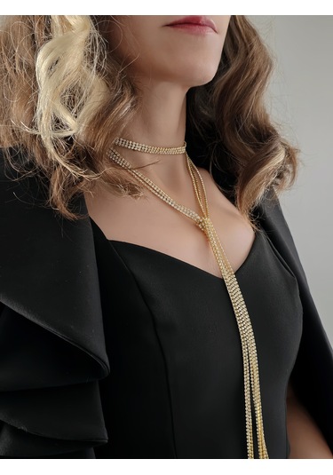 Altın Kaplama Üç Sıralı Su Yolu Şal Model Kolye Altın