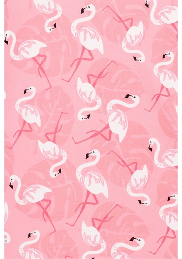 Beniizle Volan Etekli Boneli Kız Çocuk Üçlü Mayo Set Flamingo