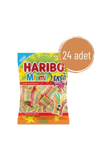 Haribo Miami Ekşi Jelibon 70 Gr 24 Adet