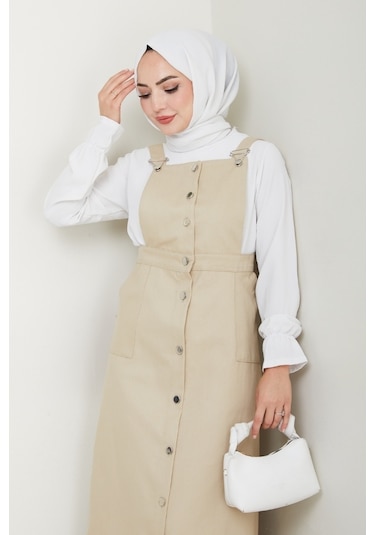 Boydan Düğmeli Gabardin Jile 1552 - Bej Bej