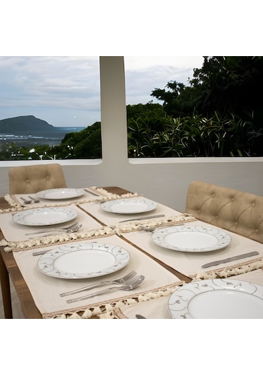 Dnc Home Tekstil Ndchome 6lı Keten Amerikan Servis Seti 35x55 Krem
