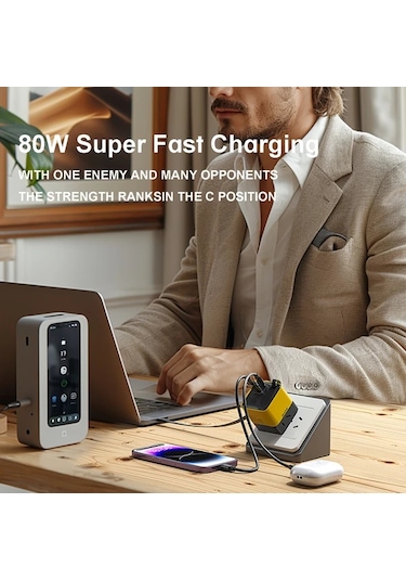 Fochsia En Yeni Gan Teknolojisi 60w 3 Portlu Hızlı Şarj Cihazı 30 Dakikada Şarj Edilebilir Üçlü Port Usb C İle Iphone Samsung Ipad Uyumlu