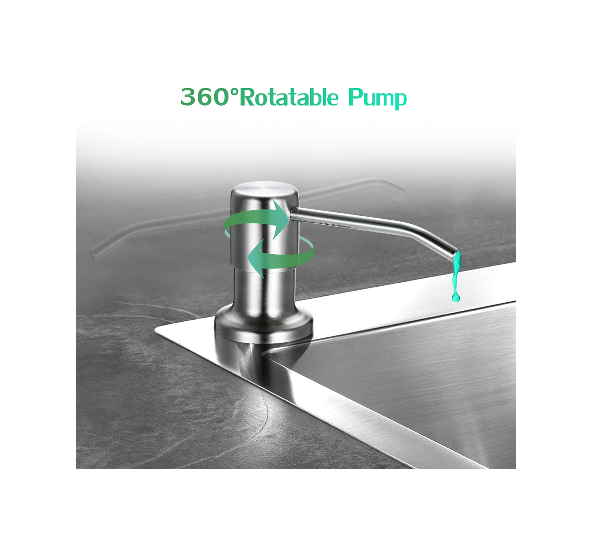 Hombey 300ml 304 Paslanmaz Çelik Sabun Dağıtıcı, Mutfak Lavabo Banyo Lavabosu Kullanıma Hazır, Kolay Kurulumlu El Sabunu Depolayıcı Gümüş