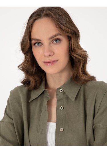 Pierre Cardin Kadın Haki Gömlek Desenli 50301078-vr027 Haki