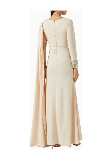 Ac By Aanchal Chanda Embellished Cape Işlemeli Pelerinli Kadın Elbise Beyaz