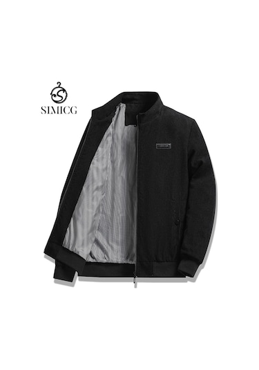 Kadife Dik Yaka Erkek Ceketi Siyah