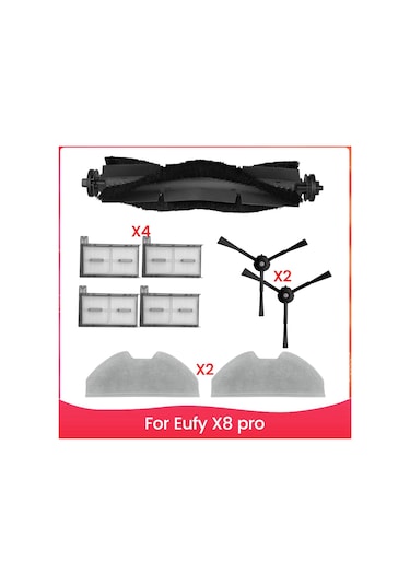 Synodicmonth Eufy X8 Pro Yedek Parçaları, Ana Yan Fırça Hepa Filtreleri, Paspas Pedleri, Robot Süpürge Aksesuarları