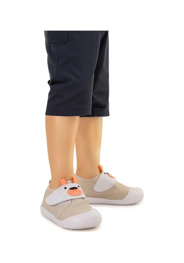 Kiko Kids Winni Cırtlı Erkek Bebek İlk Adım Panduf Ayakkabı Gri