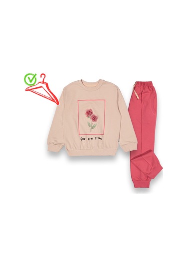 Kız Çocuk Takım Baskılı 00074 Gül Kurusu