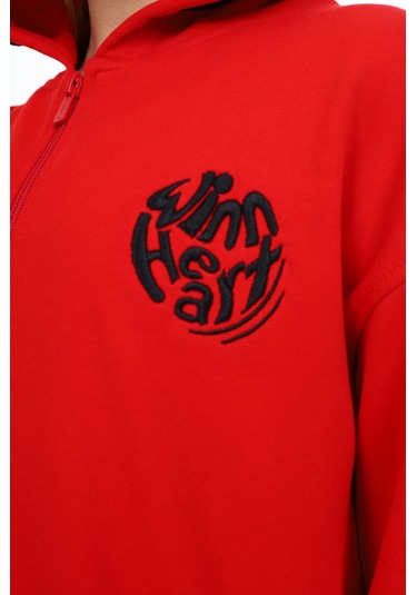 Toontoy Kız Çocuk Nakışlı Hırka Kırmızı