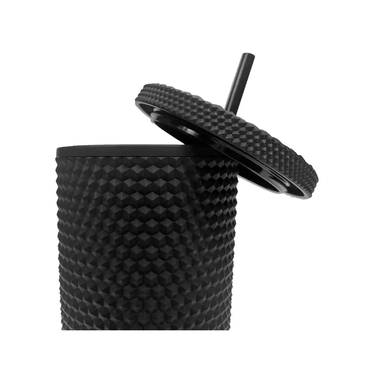 Haware Tekrar Kullanılabilir Kapaklı Ve Pipetli İçecek Bardağı 53860325 Siyah Mat