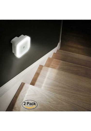 Soaiy 2'li Paket Hareket Sensörlü Led Gece Lambası Enerji Tasarruflu Priz Lambası Pır Sensörlü Işık Sıcak Beyaz Çocuk Odası Koridor Merdiven