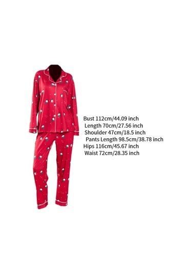 Suntek Yılbaşı Pijama Takımı Ev Giyimi Yumuşak Gecelik Kırmızı