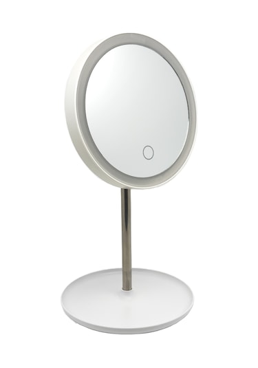 Dokunmatik Masa Üstü Şık Tasarım Işıklı Led Makyaj Aynası Beyaz