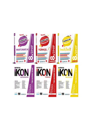 Pruva Akademi 8. Sınıf Matematik + Türkçe + İngilizce Soru + Defter Seti 6 Kitap 2023