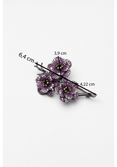 Sakura Siyah Rodyum Kaplama Gümüş Broş Siyah