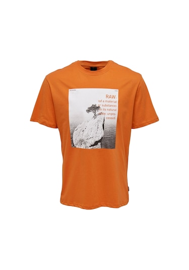 Only O Yaka Baskılı Turuncu Erkek T-shirt 22025271 Koı