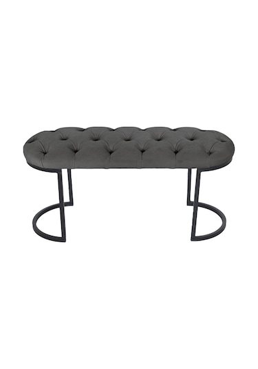 Elısse Gri Model- Oval Metal Ayak 100 Cm Bench&koltuk&puf-yatak Odası Önü&ucu Puff&oturak