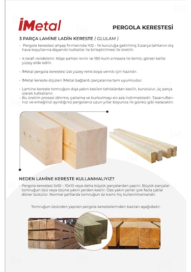 Sarar İki Bölümlü Hazır Ahşap Pergola Seti 85x85mm Ahşaplar Dahil